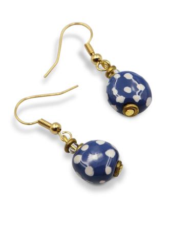 Kazuri Øreringe, Blue White